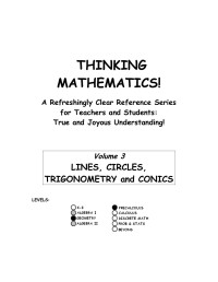 James Tanton — THINKING MATHEMATICS 3: Lines, Circles, Trigonometry and Conics