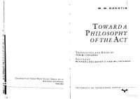 Toward A Philosophy Of The Act — Toward A Philosophy Of The Act