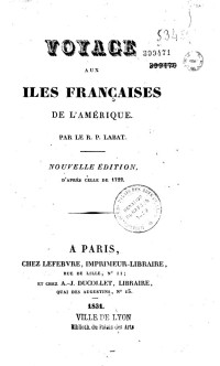 R. P. Labat — Voyage aux îles françaises de l'amérique