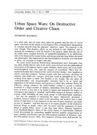 Unknown — Urban Space Wars: On Destructive Order and Creative Chaos.