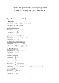 unknown — Lehrstuhl für Systemtheorie und Regelungstechnik Formelsammlung zu Systemtheorie 1