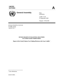 Report of the UN Fact-Finding Mission on the Gaza Conflict — The Goldstone Report, Human Rights in Palestine and Other Occupied Arab Territories; Report of the UN Fact-Finding Mission on the Gaza Conflict (2009