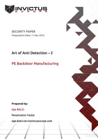 Ege BALCI — Art of Anti Detection–2 PE Backdoor Manufacturing