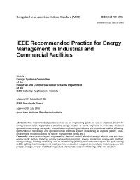 American National Standards Institute — IEEE Std 739-1995, IEEE Recommended Practice for Energy Management in Industrial and Commercial Facilities