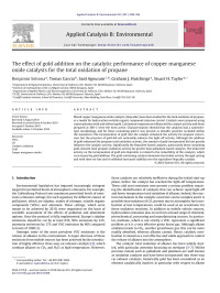 Benjamin Solsona — The effect of gold addition on the catalytic performance of copper manganese oxide catalysts for the total oxidation of propane