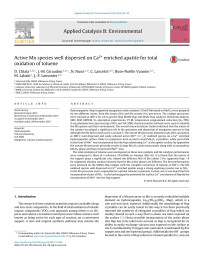 D. Chlala & J.-M. Giraudon & N. Nuns & C. Lancelot & Rose-Noëlle Vannier & M. Labaki & J.-F. Lamonier — Active Mn species well dispersed on Ca2+ enriched apatite for total oxidation of toluene