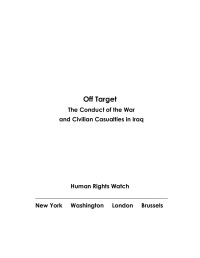 Human Rights Watch — Off Target; The Conduct of the War and Civilian Casualties in Iraq (2003)