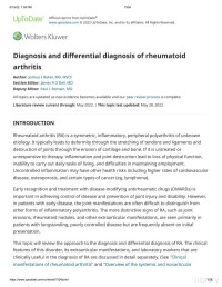 Baker — Diagnosis and Differential Diagnosis of Rheumatoid Arthritis (Uptodate 2022)