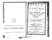 Eugenus Pholaletes — Lumen de Lumine or A new Magicall Light discovered, and Communicated to the World by Eugenius Philalethes