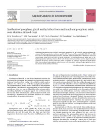 M.N. Timofeeva — Synthesis of propylene glycol methyl ether from methanol and propylene oxide over alumina-pillared clays