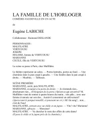 Eugène Labiche — LA FAMILLE DE L'HORLOGER