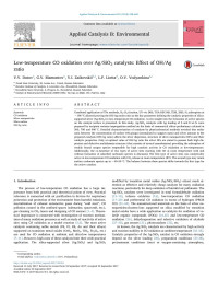 V.V. Dutov & G.V. Mamontov & V.I. Zaikovskii & L.F. Liotta & O.V. Vodyankina — Low-temperature CO oxidation over Ag/SiO2 catalysts_ Effect of OH/Ag ratio