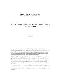 Roger Garaudy — Les Mythes fondateurs de la politique israélienne