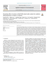 Yang Sik Yun & Minzae Lee & Jongbaek Sung & Danim Yun & Tae Yong Kim & Hongseok Park & Kyung Rok Lee & Chyan Kyung Song & Younhwa Kim & Joongwon Lee & Young-Jong Seo & In Kyu Song & Jongheop Yi — Promoting effect of cerium on MoVTeNb mixed oxide catalyst for oxidative dehydrogenation of ethane to ethylene