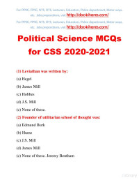 Various authors — Political Science MCQs for CSS 2020-2021