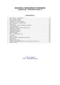 Adnan Hasanhodzic — Microsoft Word - Misterije, Neobjasnjivi Fenomeni - Knjiga Druga.doc
