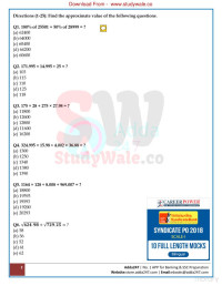 www.studywale.co — Quantitative aptitude 3500 Simplification and Approximation