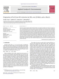 Xingfu Tang — Origination of N2O from NO reduction by NH3 over Î²-MnO2 and Î±-Mn2O3