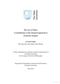 Ian Paul Wright — The Law of Value: A Contribution to the Classical Approach to Economic Analysis