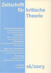 Gerhard Schweppenhäuser, Wolfgang Bock — Zeitschrift für kritische Theorie 16 (2003)