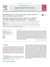 Roman Fiala & Alberto Figueroba & Albert Bruix & Michal Vaclavu & Andrii Rednyk & Ivan Khalakhan & Mykhailo Vorokhta & Jaroslava Lavkova & Francesc Illas & Valerie Potin & Iva Matolinova & Konstantin M. Neyman & Vladimir Matolin — High efficiency of Pt2+- CeO2 novel thin film catalyst as anode for proton exchange membrane fuel cells