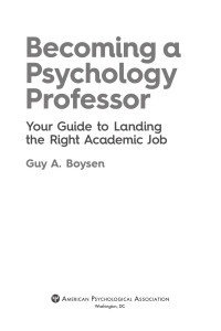 Boysen, Guy A.; — Becoming a Psychology Professor