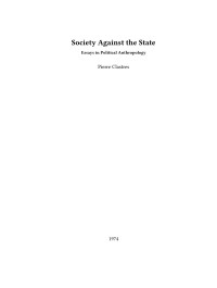 Pierre Clastres — Society Against the State