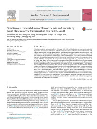 Juan Zhou & Ke Wu & Wenjuan Wang & Yuxiang Han & Zhaoyi Xu & Haiqin Wan & Shourong Zheng & Dongqiang Zhu — Simultaneous removal of monochloroacetic acid and bromate by liquid phase catalytic hydrogenation over Pd/Ce1−xZrxO2