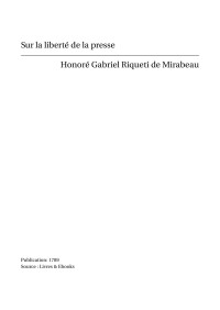 Honoré Gabriel Riqueti de Mirabeau — Sur la liberté de la presse