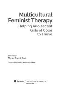 Bryant-Davis, Thema; — Multicultural Feminist Therapy