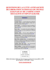 Vincent Gouysse — QUESTIONS DE LA LUTTE ANTIFASCISTE DE LIBERATION NATIONALE DU PEUPLE ALBANAIS ET DE L'EDIFICATION SOCIALISTE EN RPS D'ALBANIE