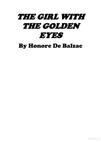 Honore de Balzac — The girl with the golden eyes