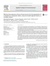 Samia Ben Hammouda & Florence Fourcade & Aymen Assadi & Isabelle Soutrel & Nafaa adhoum & Abdeltif Amrane & Lotfi Monser — Effective heterogeneous electro-Fenton process for the degradation of a malodorous compound, indole, using iron loaded alginate beads as a reusable catalyst