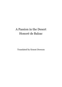 Honoré de Balzac — A Passion in the Desert
