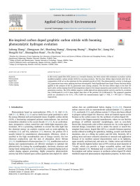 Luhong Zhang & Zhengyuan Jin & Shaolong Huang & Xiaoyong Huang & Binghui Xu & Liang Hu & Hongzhi Cui & Shuangchen Ruan & Yu-Jia Zeng — Bio-inspired carbon doped graphitic carbon nitride with booming photocatalytic hydrogen evolution