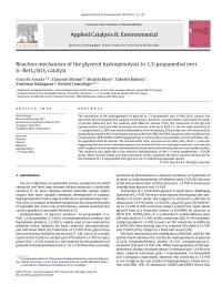 Yasushi Amada — Reaction mechanism of the glycerol hydrogenolysis to 1,3-propanediol over Irâ€“ReOx/SiO2 catalyst