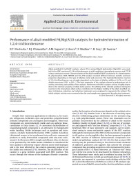 B.T. Meshesha — Performance of alkali modified Pd/Mg(Al)O catalysts for hydrodechlorination of 1,2,4-trichlorobenzene