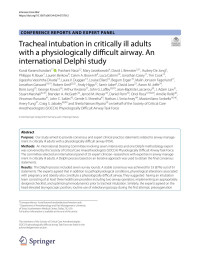 Springer — Tracheal intubation in critically ill adults with a physiologically difficult airway