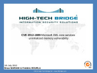 High-Tech Bridge SA: Brian MARIANI & Frederic BOURLA — CVE 2012-1889 Microsoft XML core services uninitialized memory vulnerability