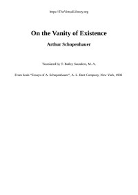 Arthur Schopenhauer — On the Vanity of Existence