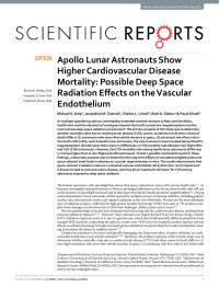 Michael D. Delp & Jacqueline M. Charvat & Charles L. Limoli & Ruth K. Globus & Payal Ghosh — Apollo Lunar Astronauts Show Higher Cardiovascular Disease Mortality: Possible Deep Space Radiation Effects on the Vascular Endothelium