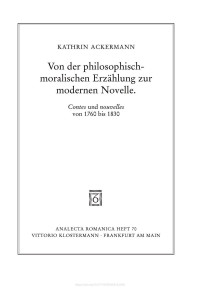 Ackermann, Kathrin — Von der philosophisch-moralischen Erzählung zur modernen Novelle