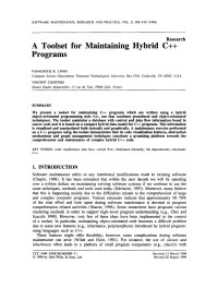 Unknown — A Toolset for Maintaining Hybrid C++ Programs