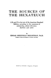 Edgar Sheffield Brightman; — The Sources of the Hexateuch