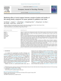 Yun Zhang — Mediating effect of social support between caregiver burden and quality of life among family caregivers of cancer patients in palliative care units