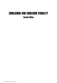 Johann Sjöblom — EMULSIONS AND EMULSION STABILITY, Second Edition