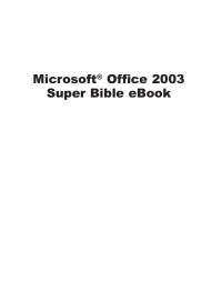 various — Microsoft Office 2003 Super Bible eBook