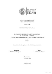 Antonio Vinciguerra — Il Vocabolario del Dialetto Napolitano di Emmanuele Rocco Studio ed Edizione Critica della Parte Inedita F-Z Tesi di Dottora