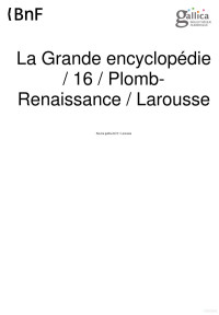 Divers — Plomb - Renaissance (La Grande Encyclopédie Larousse 16)