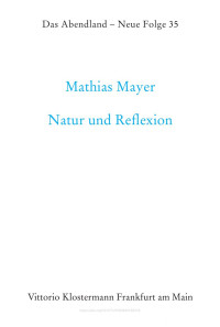 Mathias Mayer — Natur und Reflexion. Studien zu Goethes Lyrik